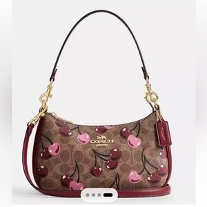 NWT Coach Cherry Print Brown and Pink Shoulder Bag